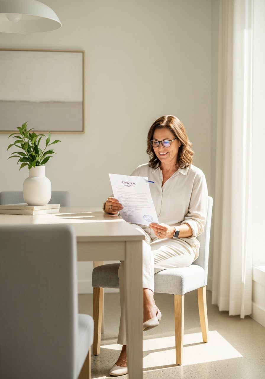Client relieved after receiving an approval letter at home